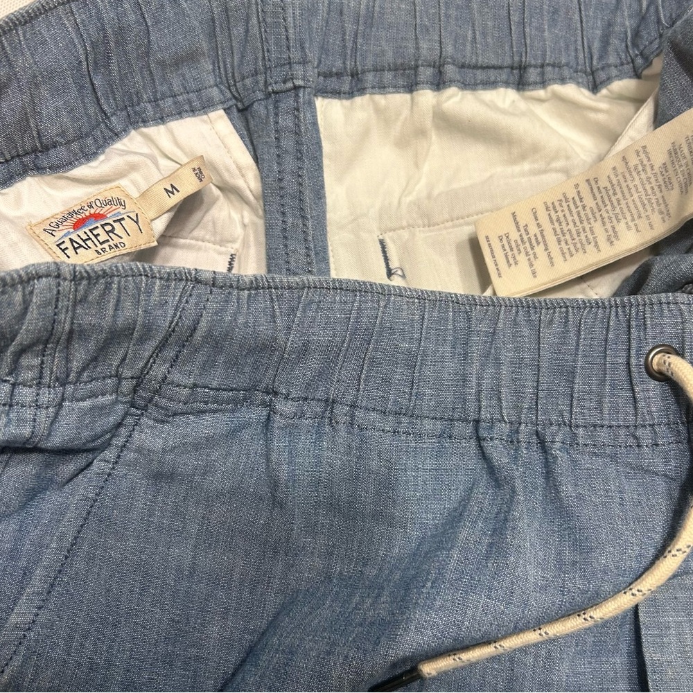 Faherty Light Blue Denim Drawstring Logo Shorts: … - image 3